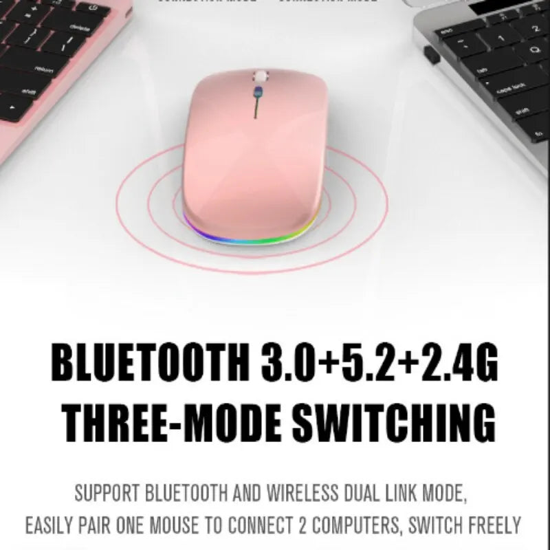 Mouse sem fio Bluetooth para Tablet, Celular e Computador com Recarga, Ilumunação Led