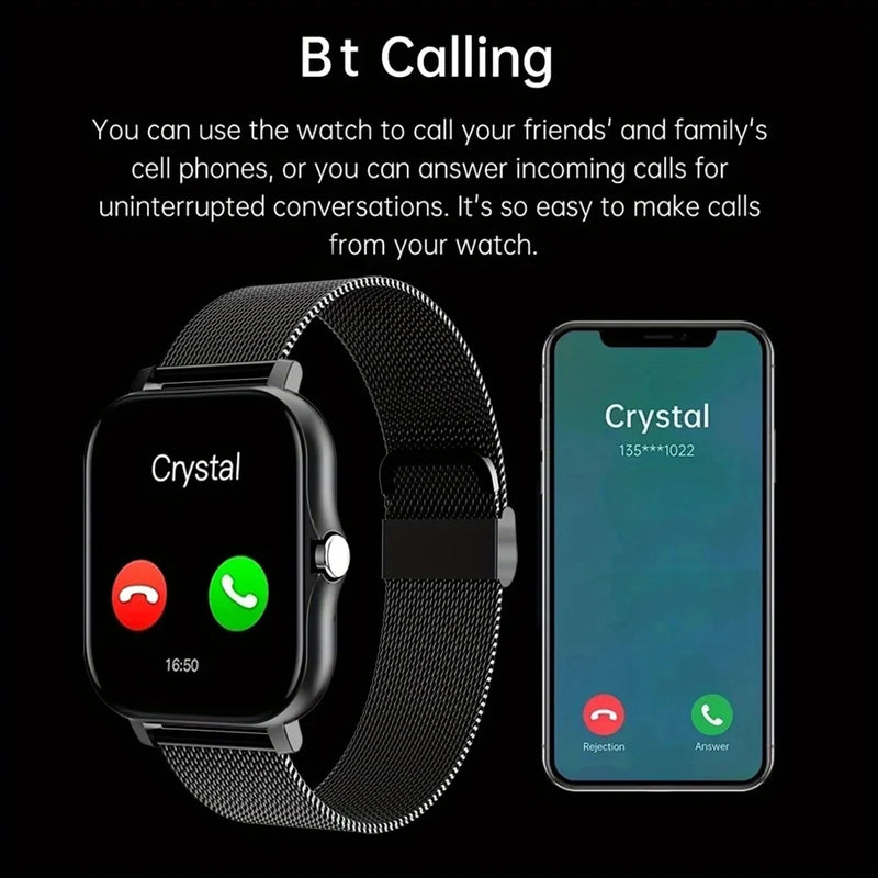 Smartwatch para Android com tela sensível ao toque, Bluetooth, chamadas, monitoramento de pressão sanguínea e oxigênio no sangue